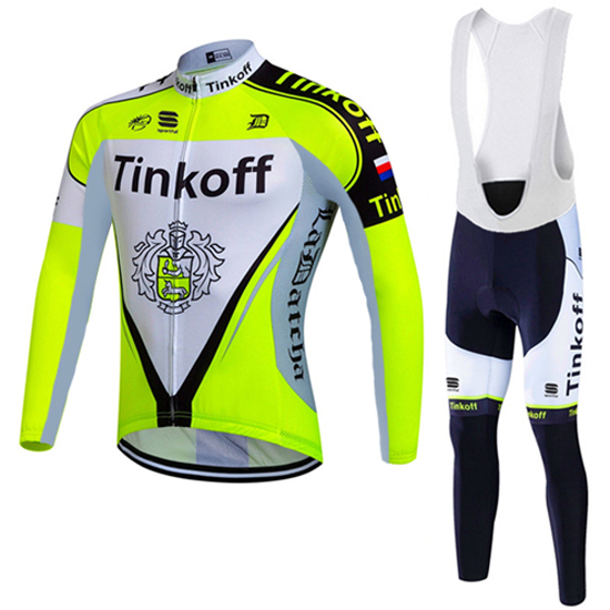 2016 Maillot Tinkoff Tirantes Mangas Largas verde Y Blanco